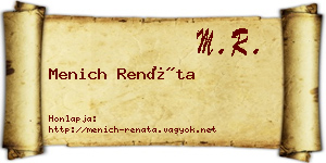 Menich Renáta névjegykártya